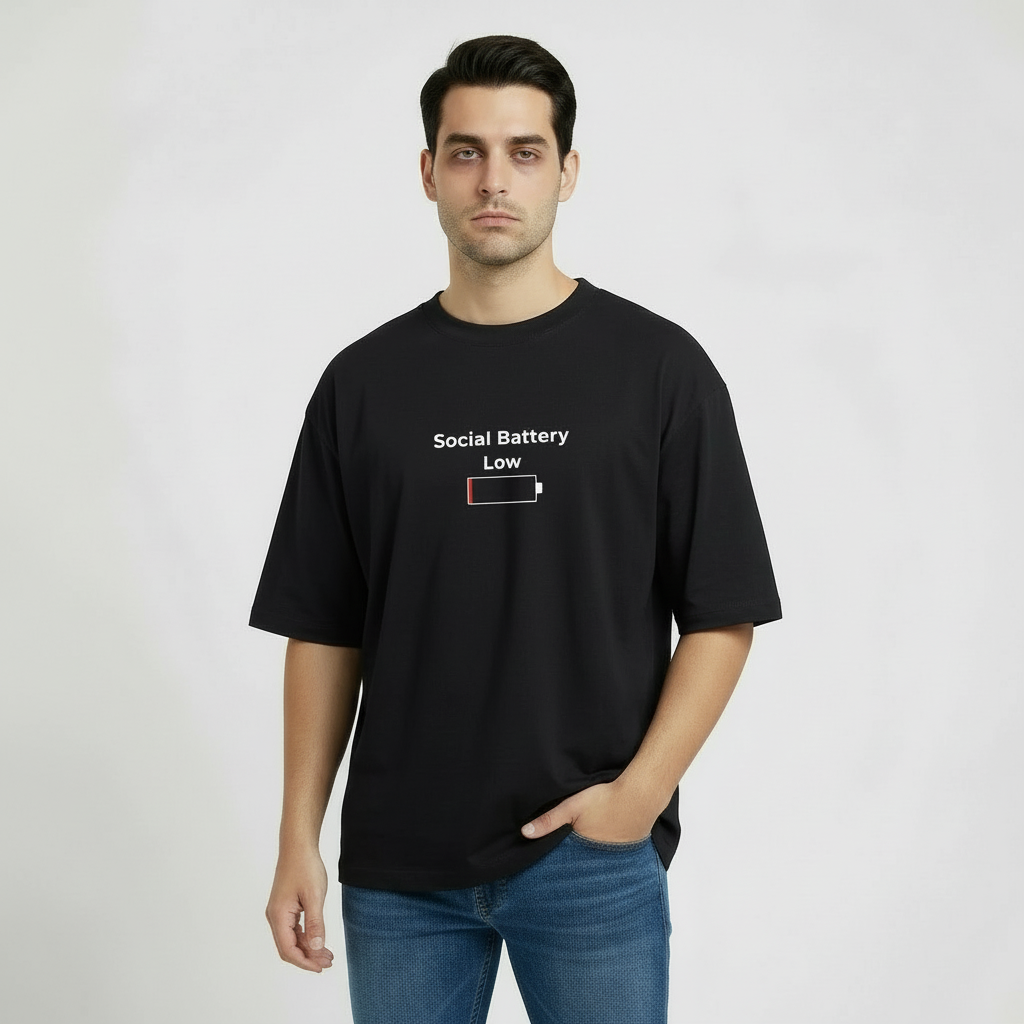 Unisex Oversized Classic T-Shirt - Social Battery Low